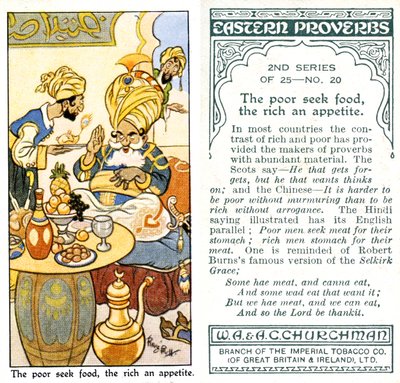 The poor seek food, the rich an appetite, 1932 by René Bull